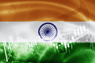 Drapeau indien et symboles de l'activité économique.